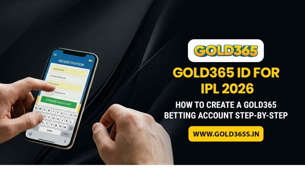 Gold365 IPL 2026 account registration guide showing mobile betting dashboard and cricket match