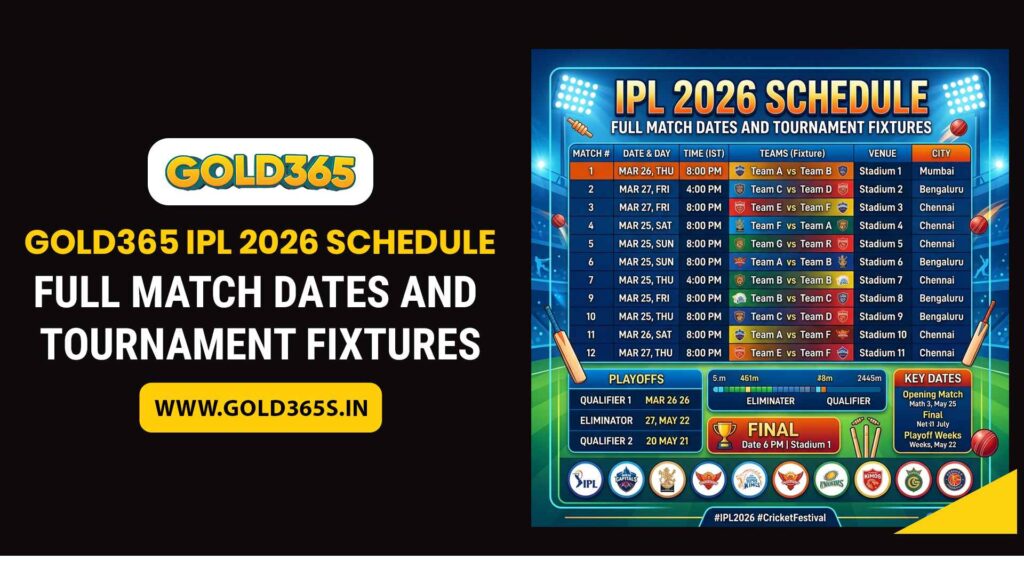 Gold365 IPL 2026 schedule guide with match dates and venues overview