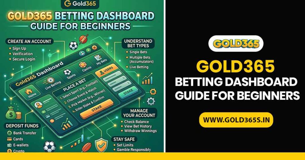 Gold365 betting dashboard guide showing secure login, user interface, account balance, and beginner-friendly features for safe betting experience